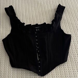 Forever 21 Black Ruffled Corset Top